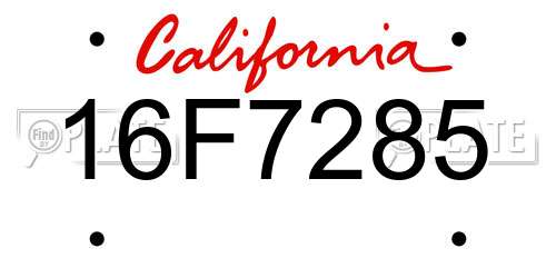 16F7285 California License Plate
