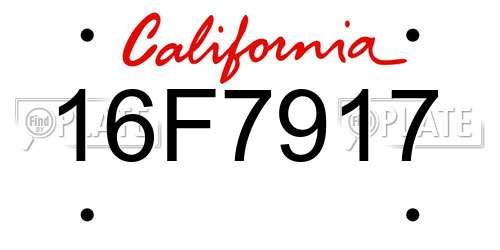 16F7917 California License Plate