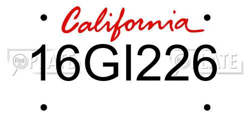 16GI226 California License Plate