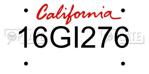 16GI276 California License Plate