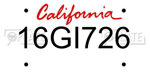 16GI726 California License Plate