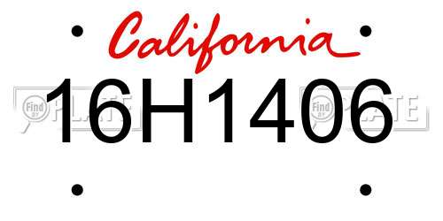 16H1406 California License Plate