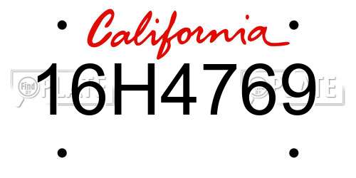 16H4769 California License Plate