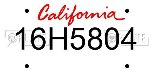 16H5804 California License Plate