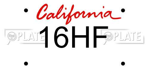 16HF California License Plate