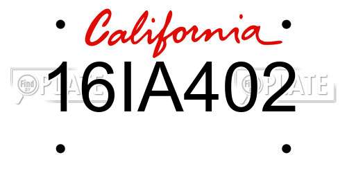 16IA402 California License Plate