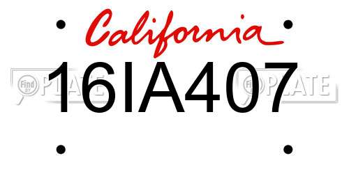 16IA407 California License Plate