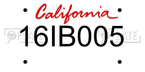 16IB005 California License Plate