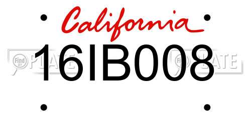 16IB008 California License Plate