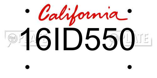 16ID550 California License Plate