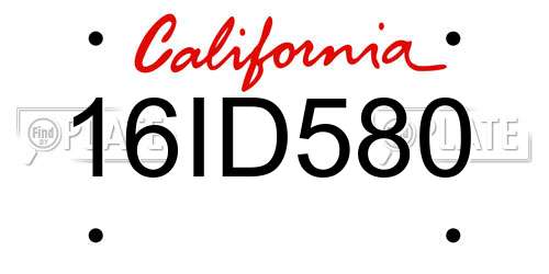 16ID580 California License Plate