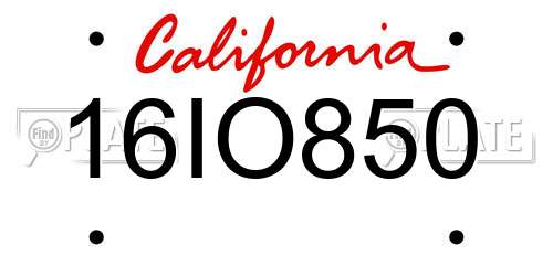 16IO850 California License Plate