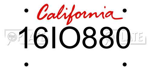 16IO880 California License Plate