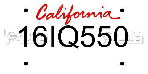 16IQ550 California License Plate