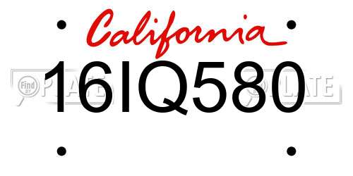 16IQ580 California License Plate