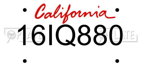 16IQ880 California License Plate