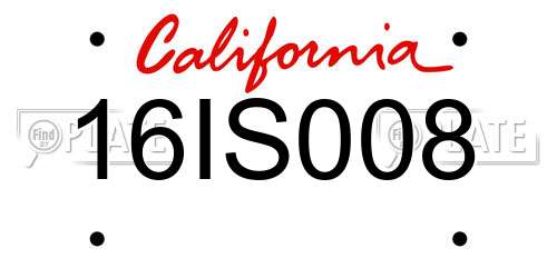16IS008 California License Plate
