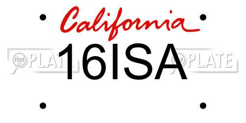 16ISA California License Plate