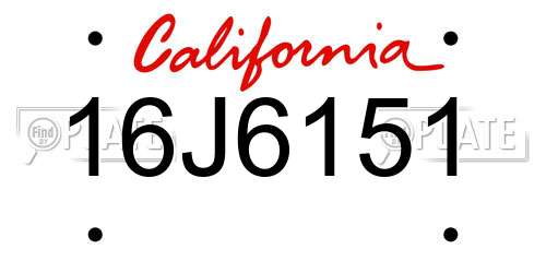 16J6151 California License Plate