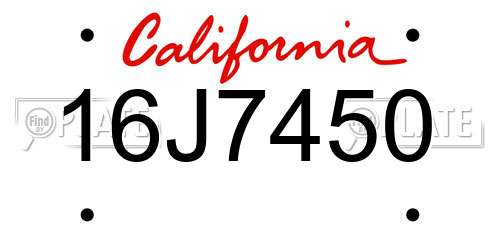 16J7450 California License Plate