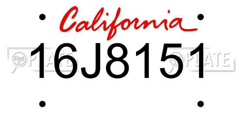 16J8151 California License Plate