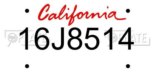 16J8514 California License Plate