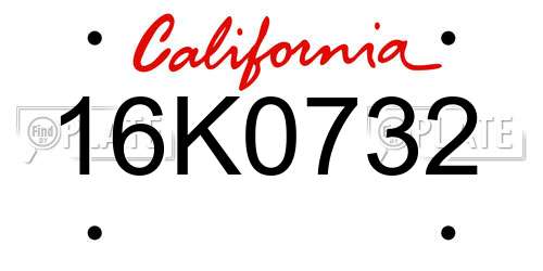 16K0732 California License Plate