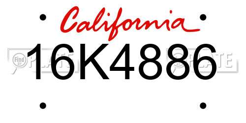 16K4886 California License Plate