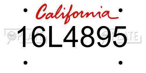 16L4895 California License Plate