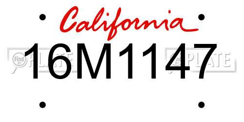 16M1147 California License Plate