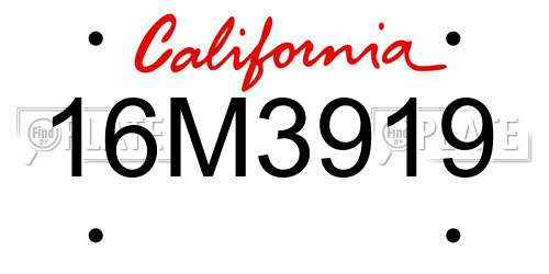 16M3919 California License Plate