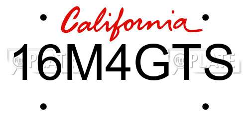16M4GTS California License Plate