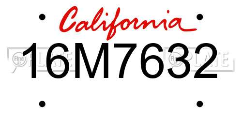 16M7632 California License Plate