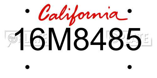16M8485 California License Plate