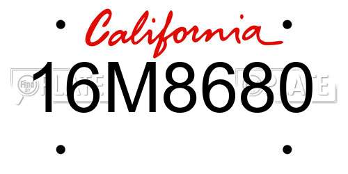 16M8680 California License Plate