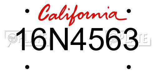 16N4563 California License Plate