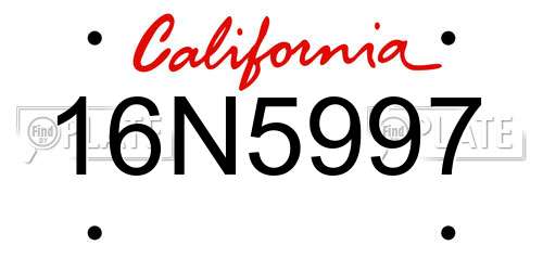 16N5997 California License Plate