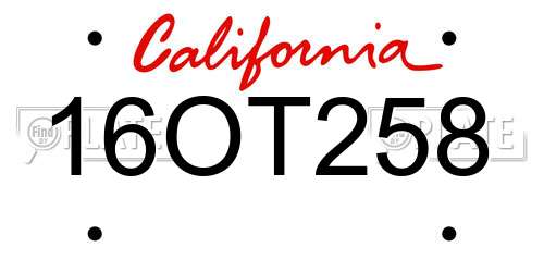 16OT258 California License Plate