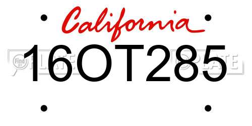 16OT285 California License Plate