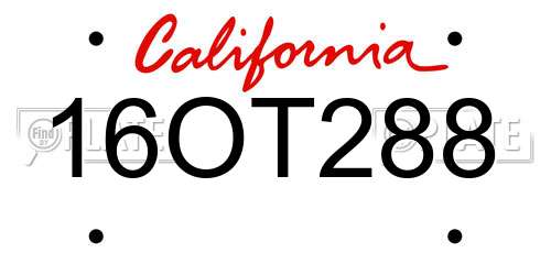 16OT288 California License Plate
