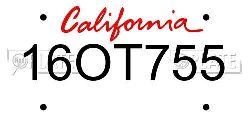 16OT755 California License Plate
