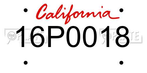 16P0018 California License Plate