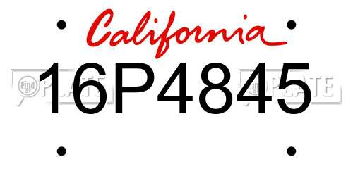 16P4845 California License Plate