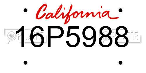16P5988 California License Plate