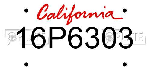 16P6303 California License Plate
