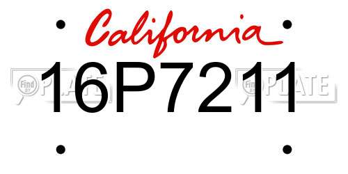 16P7211 California License Plate