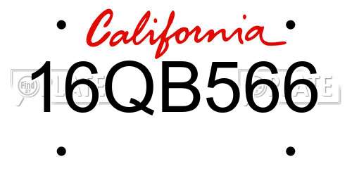16QB566 California License Plate