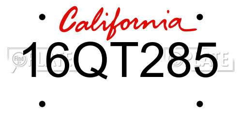 16QT285 California License Plate