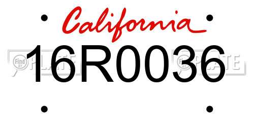 16R0036 California License Plate