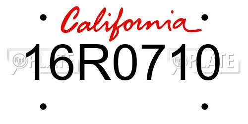 16R0710 California License Plate